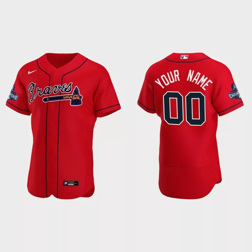 Atlanta Braves Custom 2021 World Series Champions Red Authentic Jersey