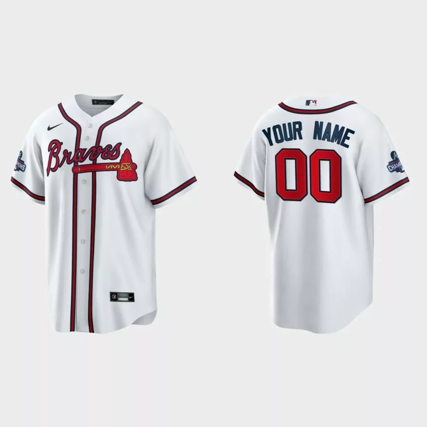 Atlanta Braves Custom 2021 World Series Champions Replica Jersey – White