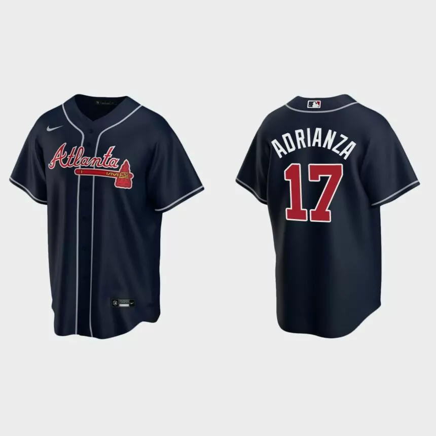 Atlanta Braves Ehire Adrianza Replica Alternate Jersey – Navy