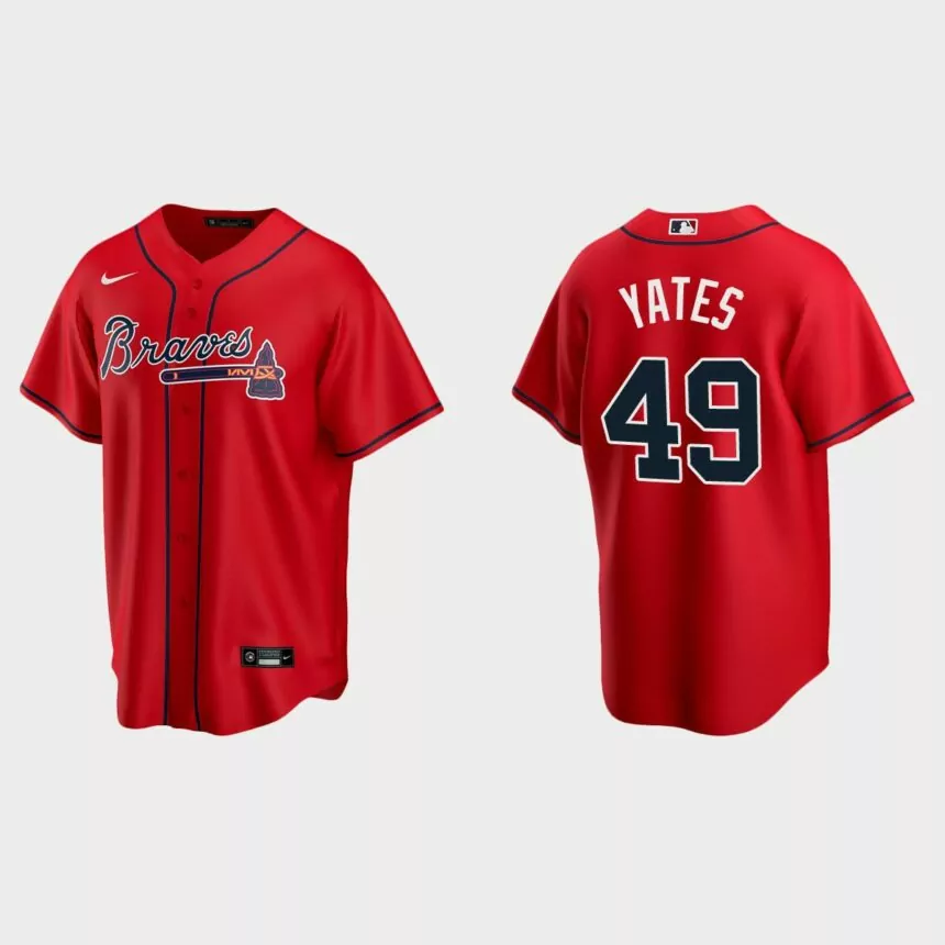 Atlanta Braves Kirby Yates Replica Alternate Jersey – Red的副本