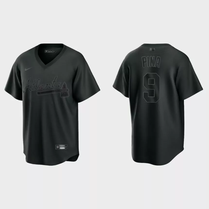 Atlanta Braves Manny Pina Pitch Black Replica Jersey – Black
