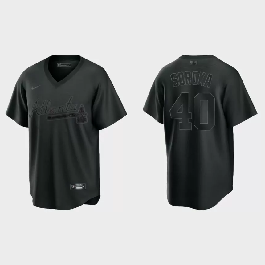Atlanta Braves Mike Soroka Pitch Black Replica Jersey – Black