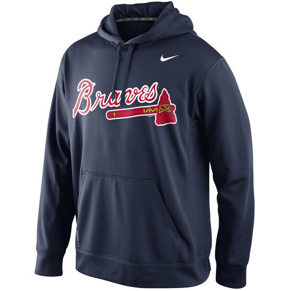 Atlanta Braves Navy KO Wordmark Perfomance Men's Hoodie