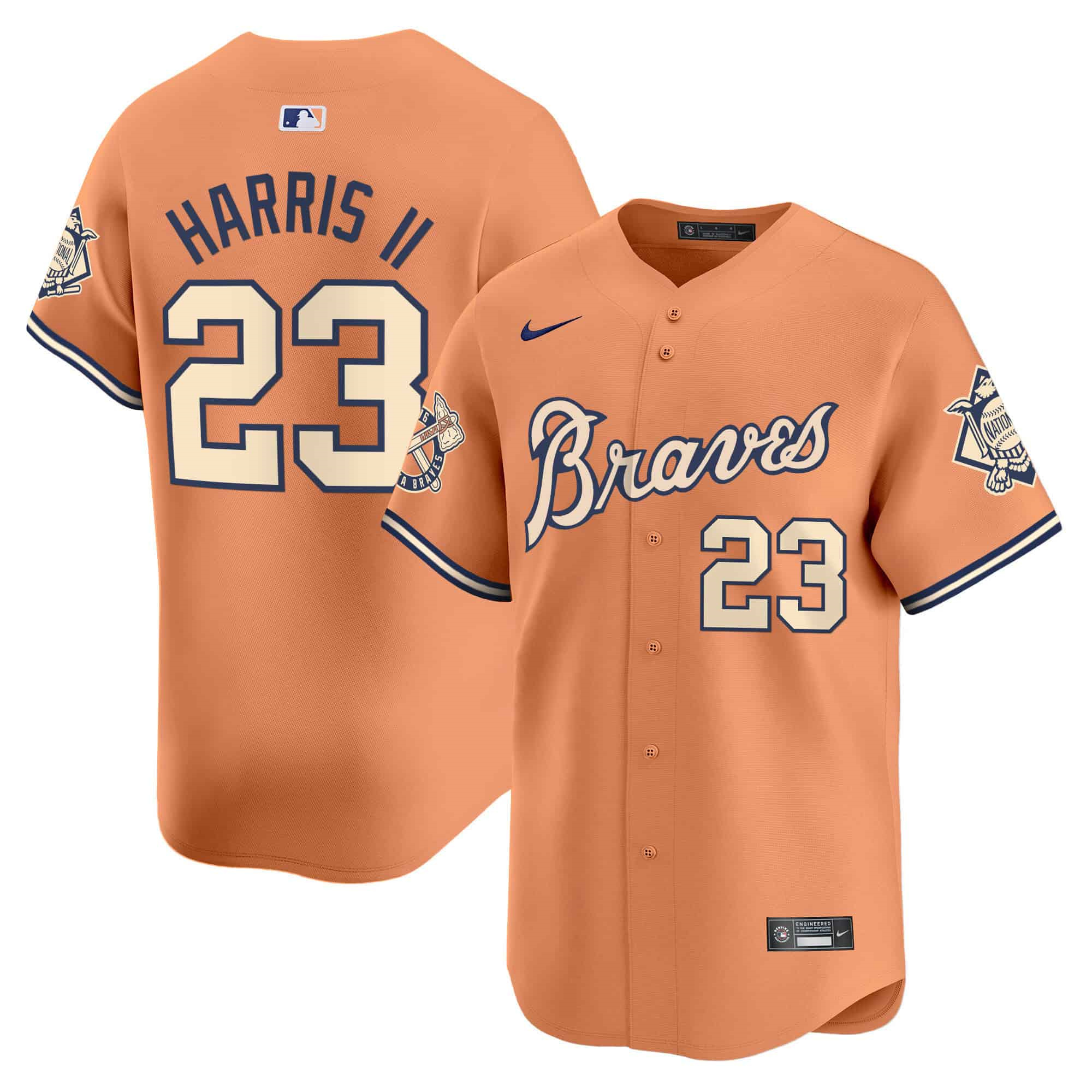 Atlanta Braves Peaches n’ Cream Vapor Premier Limited baseball Jersey – All Stitched Peaches  #23 Michael Harris II