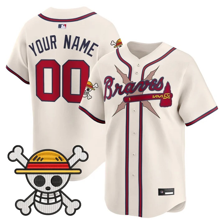 Atlanta Braves x One Piece Vapor Premier Limited Custom Jersey cream