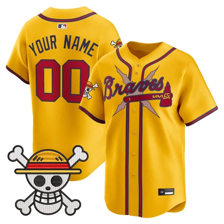 Atlanta Braves x One Piece Vapor Premier Limited Custom Jersey gold