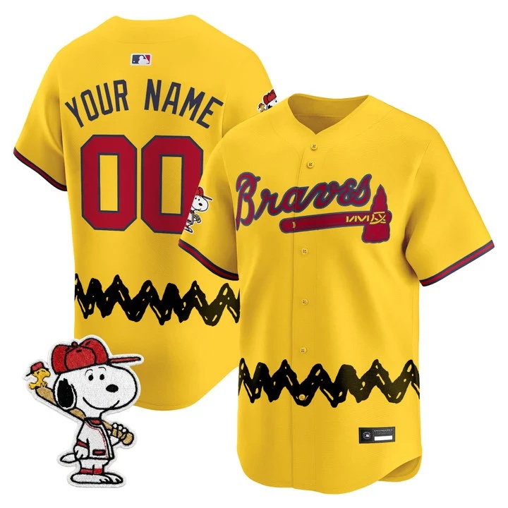 Atlanta Braves x Peanuts Vapor Premier Limited Custom Jersey GOLD