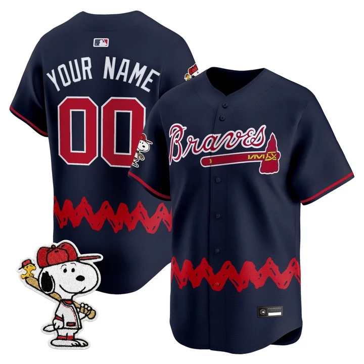 Atlanta Braves x Peanuts Vapor Premier Limited Custom Jersey NAVY