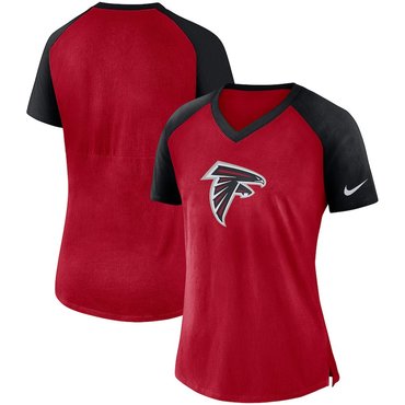 Atlanta Falcons Nike Women's Top V Neck T-Shirt Red Black