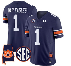 Auburn Tigers 2024 Alabama Patch Vapor Limited Football  Jersey - All Stitched  NAVY #1 WAR EAGLES