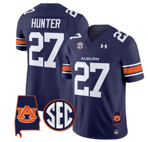Auburn Tigers 2024 Alabama Patch Vapor Limited Football  Jersey - All Stitched  NAVY #27 JARQUEZ HUNTER