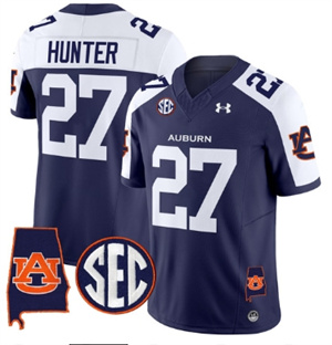 Auburn Tigers 2024 Alabama Patch Vapor Limited Football  Jersey - All Stitched  NAVY ALTERNATE #27 JARQUEZ HUNTER