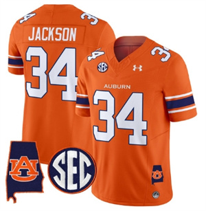 Auburn Tigers 2024 Alabama Patch Vapor Limited Football  Jersey - All Stitched  ORANGE #34 BO JACKSON