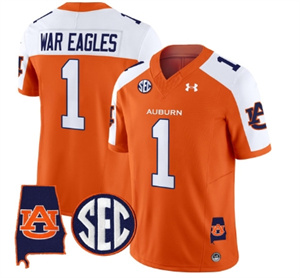 Auburn Tigers 2024 Alabama Patch Vapor Limited Football  Jersey - All Stitched  ORANGE ALTERNATE #1 WAR EAGLES