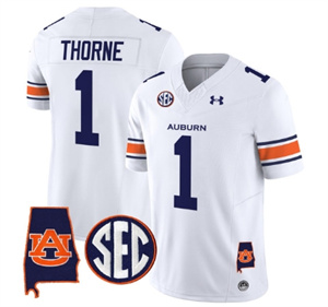 Auburn Tigers 2024 Alabama Patch Vapor Limited Football  Jersey - All Stitched  WHITE #1 PAYTON THORNE