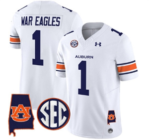 Auburn Tigers 2024 Alabama Patch Vapor Limited Football  Jersey - All Stitched  WHITE #1 WAR EAGLES