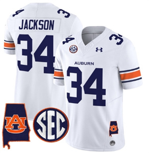 Auburn Tigers 2024 Alabama Patch Vapor Limited Football  Jersey - All Stitched  WHITE #34 BO JACKSON