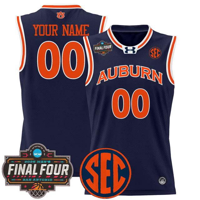 Auburn Tigers 2025 Final Four Patch Lightweight Basketball Custom Jersey NAVY.webp