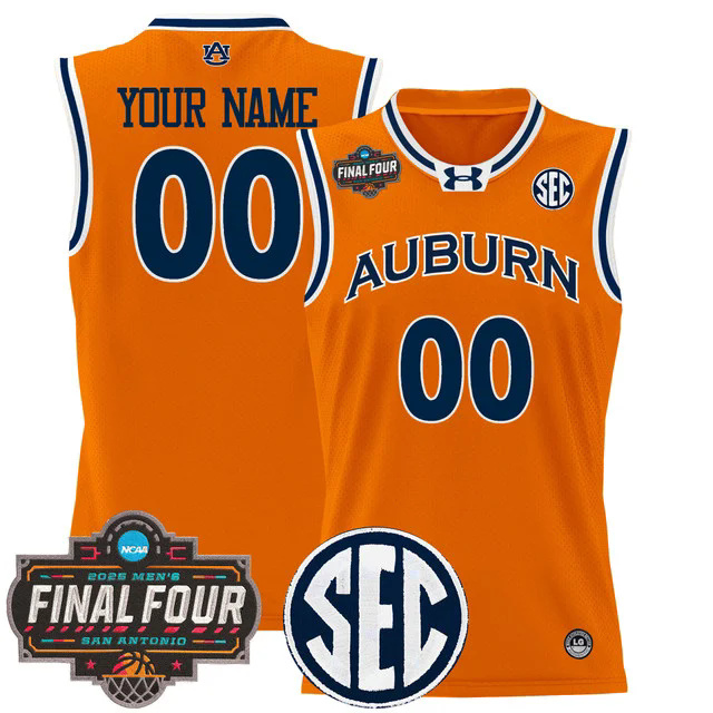 Auburn Tigers 2025 Final Four Patch Lightweight Basketball Custom Jersey ORANGE.webp