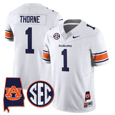 Auburn Tigers Alabama Patch Vapor Limited Jersey white#1 Payton Thorne