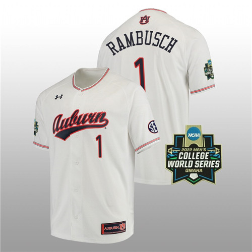 Auburn Tigers Blake Rambusch Men White 2022 World Series Baseball Jersey