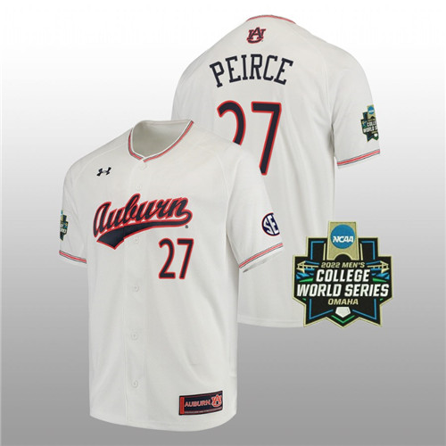Auburn Tigers Bobby Peirce Men White 2022 World Series Baseball Jersey