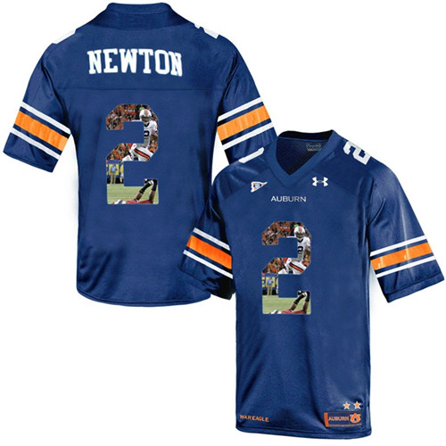 Auburn Tigers Cam Newton Navy Blue Printing Player Portrait Football Jersey