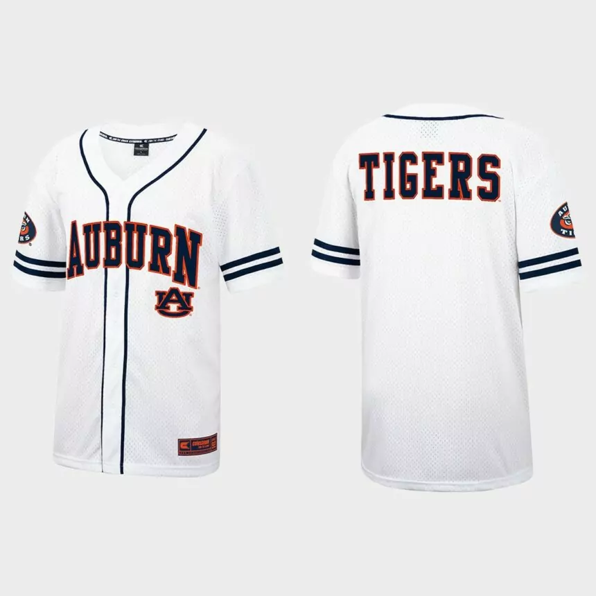Auburn Tigers Free Spirited Baseball Jersey – White Navy