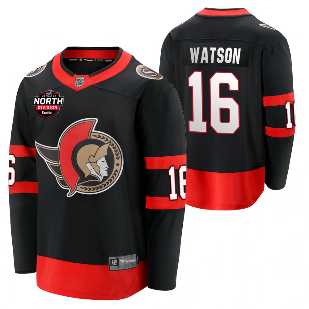 Austin Watson Senators 2021 North Division Patch Jersey Black Home