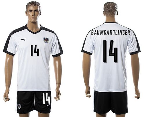 Austria #14 Baumgartlinger White Away Soccer Country Jersey