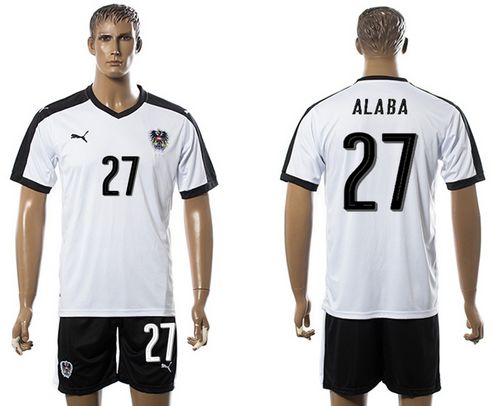 Austria #27 Alaba White Away Soccer Country Jersey