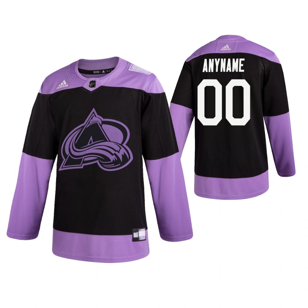 Avalanche #00 Custom Practice Hockey Fights Cancer Jersey Black