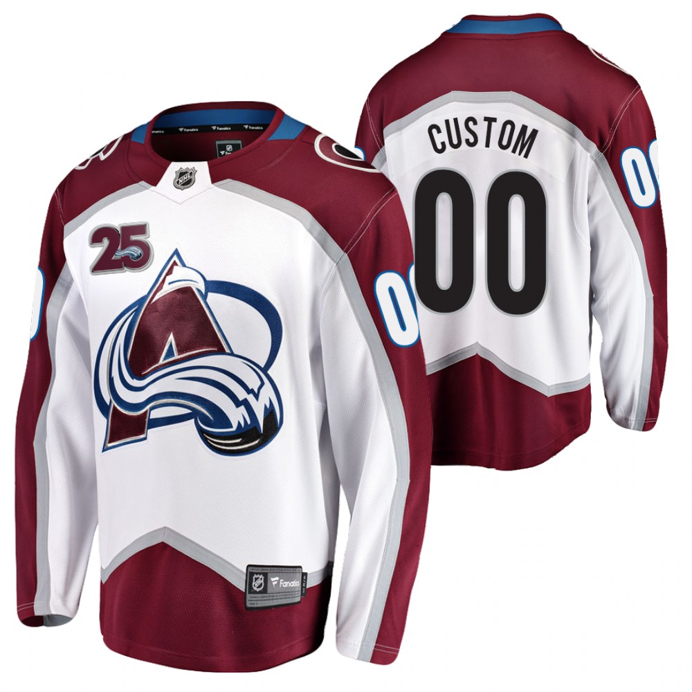 Avalanche #00 Custom White 2020-21 25th Anniversary Jersey