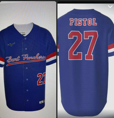BUNT PUNCHERS 27 PISTOL BASEBALL JERSEY