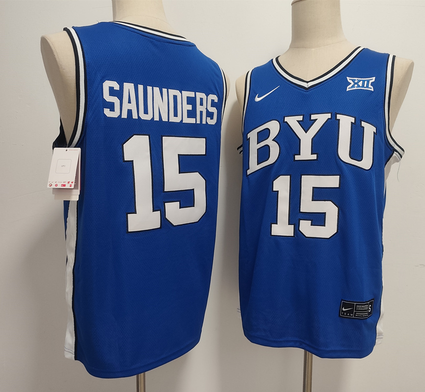 BYU Cougars 篮球 #15 Richie Saunders blue