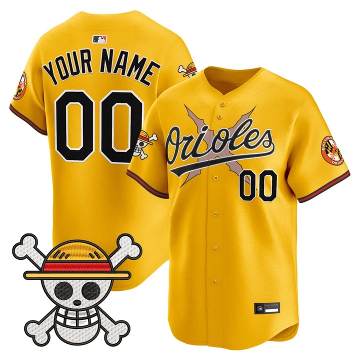 Baltimore Orioles x One Piece Vapor Premier Limited Custom Jersey GOLD