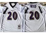 Baltimore Ravens #20 Ed Reed 2004 Throwback White Jersey