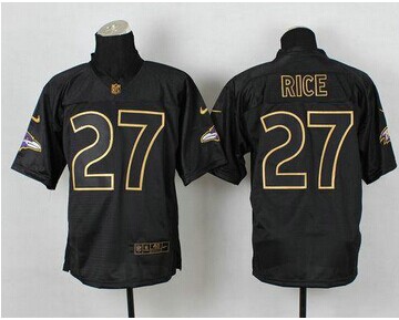 Baltimore Ravens #27 Ray Rice Black Gold No. Fashion NFL Elite Jersey