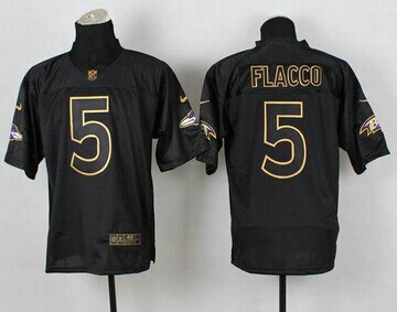 Baltimore Ravens #5 Joe Flacco Black Gold No. Fashion NFL Elite Jersey