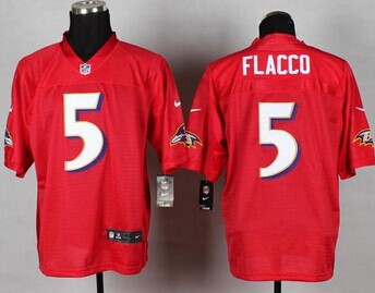 Baltimore Ravens #5 Joe Flacco Red NFL Elite QB Practice Jersey