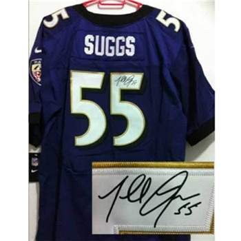 Baltimore Ravens #55 Terrell Suggs Purple Nik Elite Signed Jersey