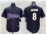 Baltimore Ravens #8 Lamar Jackson Black Baseball Jersey