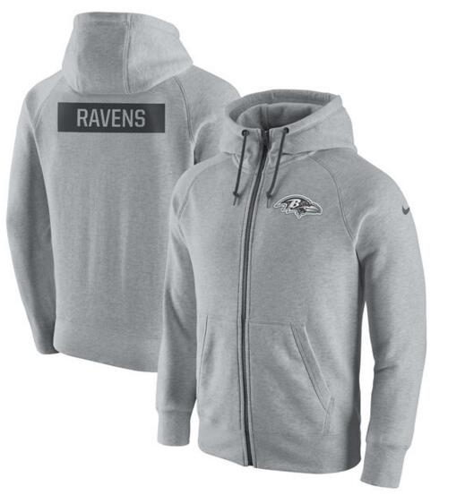 Baltimore Ravens Nike Gridiron Gray 2.0 Full Zip Hoodie Ash