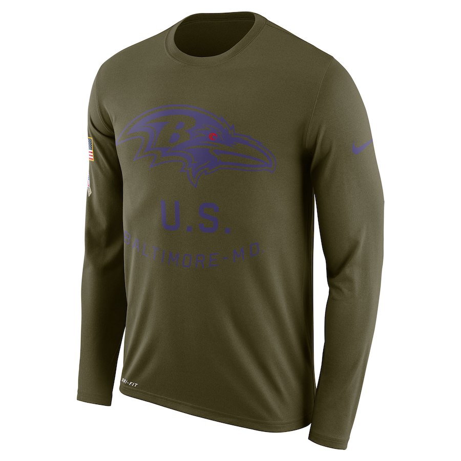 Baltimore Ravens Nike Salute To Service Sideline Legend Performance Long Sleeve T-Shirt Olive