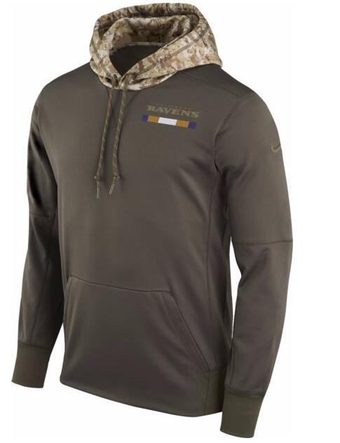 Baltimore Ravens Nike Salute To Service Sideline Therma Pullover Hoodie Olive