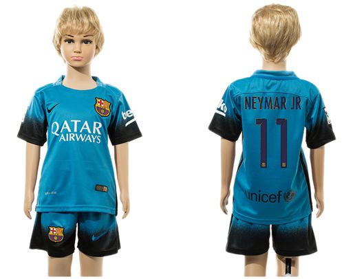 Barcelona #11 Neymar Jr Blue Kid Soccer Club Jersey