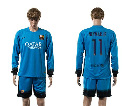 Barcelona #11 Neymar Jr Sec Away Long Sleeves Soccer Club Jersey