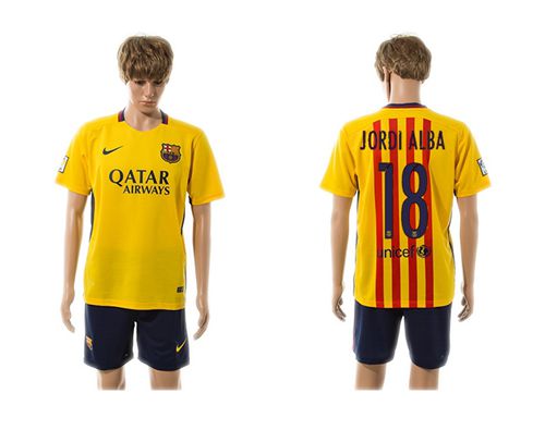 Barcelona #18 Jordi Alba Away Soccer Club Jersey