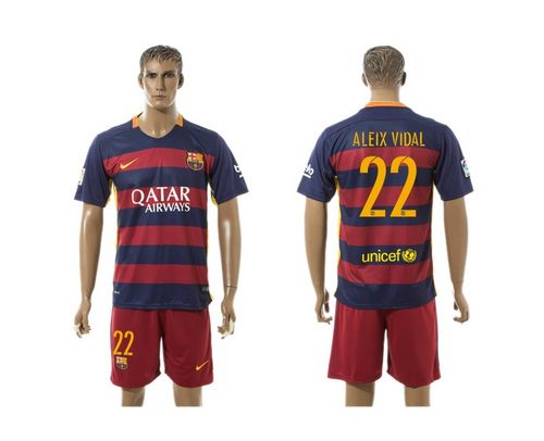 Barcelona #22 Aleix Vidal Home Soccer Club Jersey