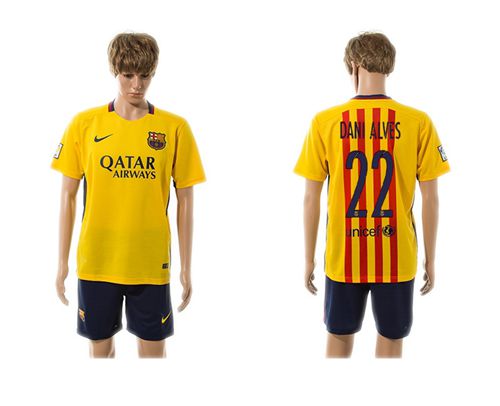 Barcelona #22 Dani Alves Away Soccer Club Jersey